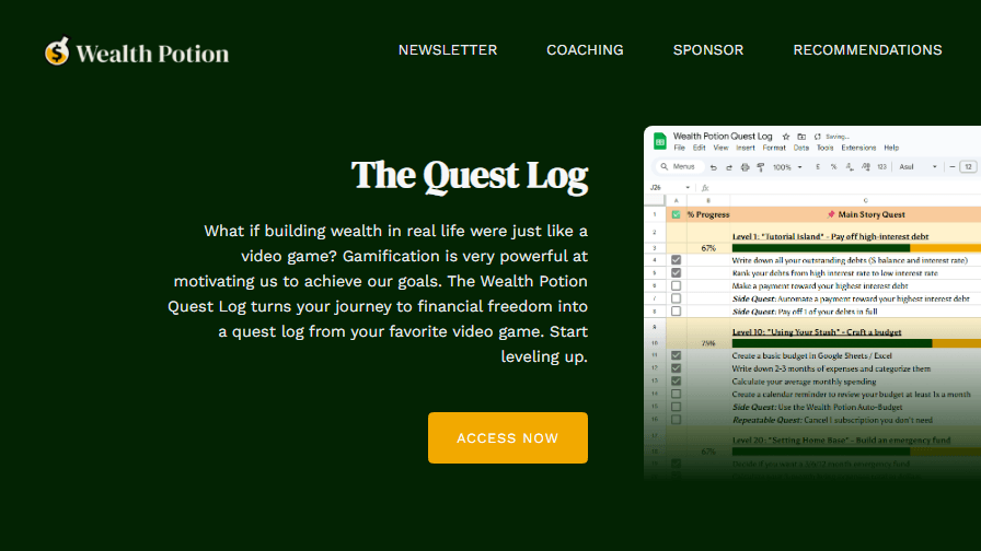 Wealth Potion website preview